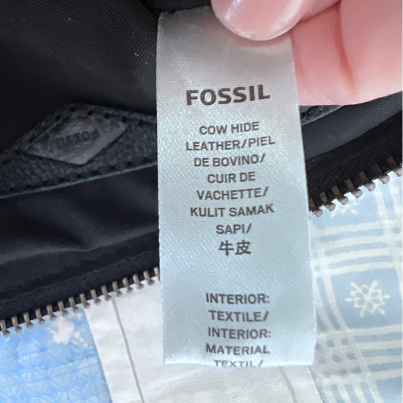 Fossil Black Womens Leather Wristlet with Gold Accent Wedding Guest Clutch Bag - Picture 7 of 12